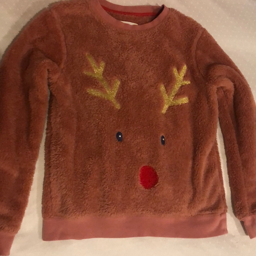 Boden girls fluffy deer sweatshirt
